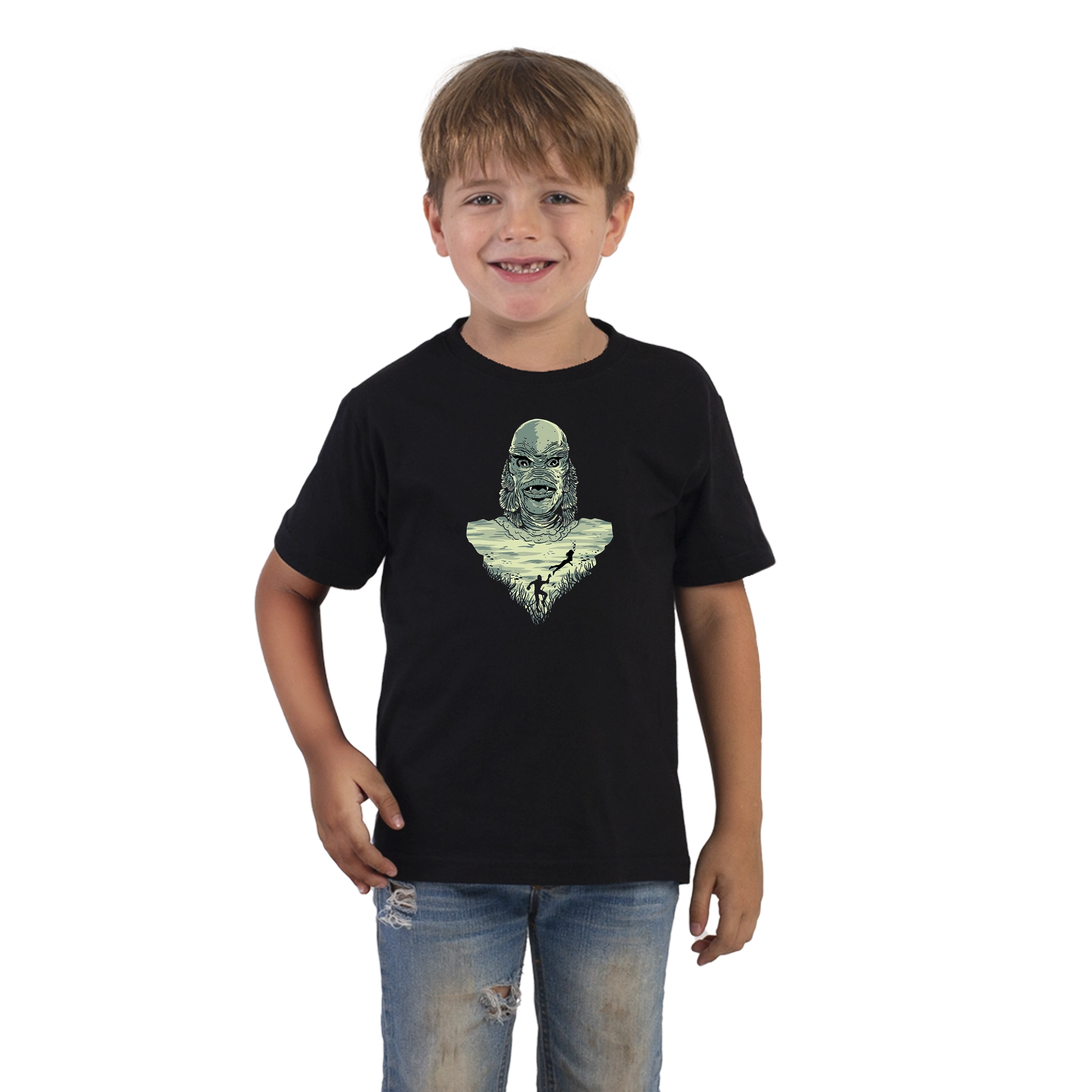 Remeras Infantiles Monstruo de la laguna negra